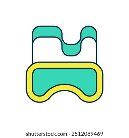 Filled outline Diving mask icon isolated on white background. Extreme sport. Diving underwater equipment.  Vector