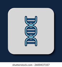 Filled outline DNA symbol icon isolated on blue background.  Vector