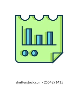 Filled outline Document with graph chart icon isolated on white background. Report text file icon. Accounting sign. Audit, analysis, planning. Flat filled outline style with shadow. Vector