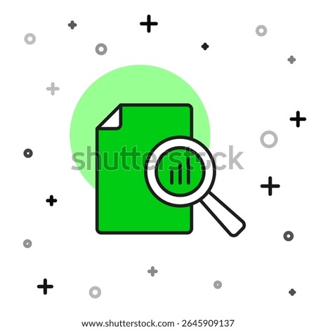 Filled outline Document with graph chart icon isolated on white background. Report text file icon. Accounting sign. Audit, analysis, planning.  Vector