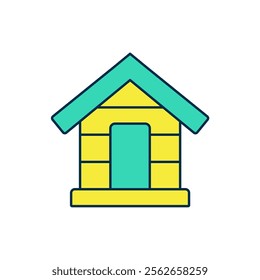 Filled outline Dog house icon isolated on white background. Dog kennel.  Vector