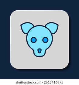Filled outline Dog icon isolated on blue background.  Vector