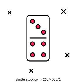 Filled outline Domino icon isolated on white background.  Vector