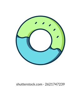 Filled outline Donut with sweet glaze icon isolated on white background. Flat filled outline style with shadow. Vector