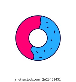 Filled outline Donut with sweet glaze icon isolated on white background.  Vector