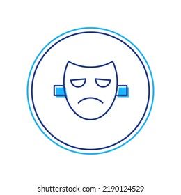 Filled outline Drama theatrical mask icon isolated on white background.  Vector