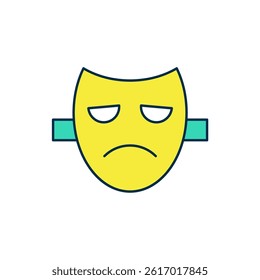 Filled outline Drama theatrical mask icon isolated on white background.  Vector