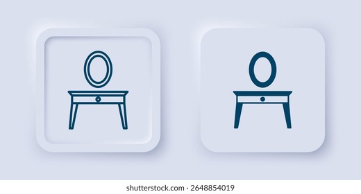 Filled and outline Dressing table icon isolated on grey background. Square button. Vector