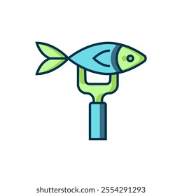 Filled outline Dried fish icon isolated on white background. Flat filled outline style with shadow. Vector