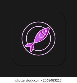Filled outline Dried fish icon isolated on black background. Flat filled outline style with shadow. Vector
