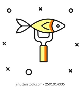 Filled outline Dried fish icon isolated on white background. Flat filled outline style with shadow. Vector