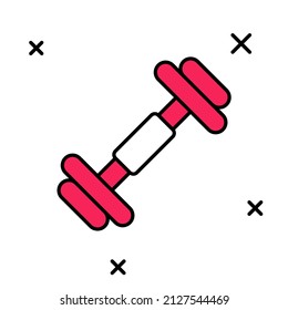 Filled outline Dumbbell icon isolated on white background. Muscle lifting, fitness barbell, sports equipment.  Vector