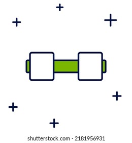 Filled outline Dumbbell icon isolated on white background. Muscle lifting icon, fitness barbell, gym, sports equipment, exercise bumbbell.  Vector