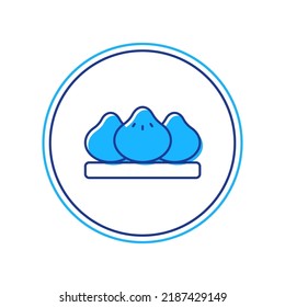 Umriss-Dumpling-Symbol einzeln auf weißem Hintergrund. Traditionelles chinesisches Gericht.  Vektorgrafik