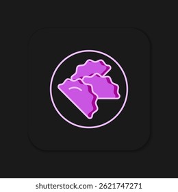 Filled outline Dumpling icon isolated on black background. Traditional chinese dish. Flat filled outline style with shadow. Vector