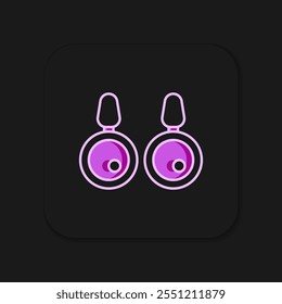 Filled outline Earrings icon isolated on black background. Jewelry accessories. Flat filled outline style with shadow. Vector