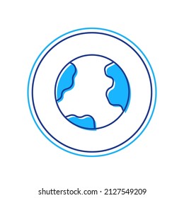 Filled outline Earth globe icon isolated on white background. World or Earth sign. Global internet symbol. Geometric shapes.  Vector