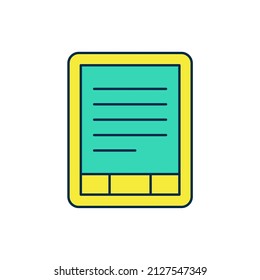 Umriss E-Book-Lesegerät einzeln auf weißem Hintergrund.  Vektorgrafik
