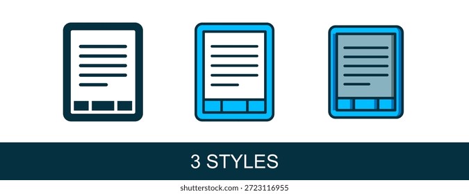 Gefüllte Kontur E-Book-Reader-Symbol einzeln auf weißem Hintergrund.  Vektorgrafik