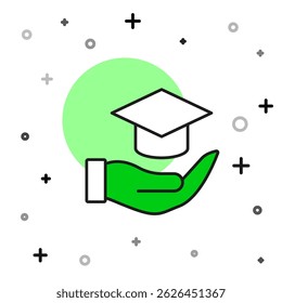 Filled outline Education grant icon isolated on white background. Tuition fee, financial education, budget fund, scholarship program, graduation hat.  Vector