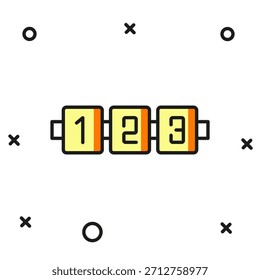 Preenchido esboço Jogo de lógica de educação para crianças pré-escolares ícone isolado no fundo branco. Planilha de atividades para crianças. Conte o número de cubos. Estilo de contorno preenchido plano com sombra. Vetor