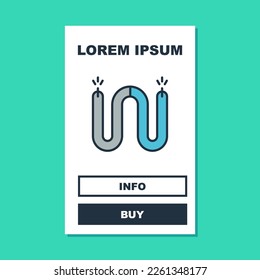 Filled outline Electric cable icon isolated on turquoise background. Electrical wire.  Vector