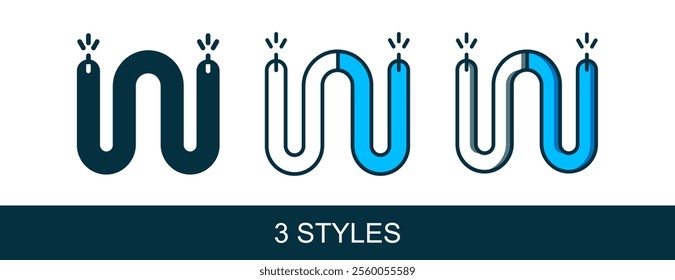 Filled outline Electric cable icon isolated on white background. Electrical wire.  Vector