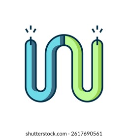 Filled outline Electric cable icon isolated on white background. Electrical wire. Flat filled outline style with shadow. Vector