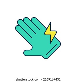 Filled Outline Electric Glove Icon Isolated On White Background. Safety Gloves, Hand Protection.  Vector