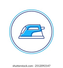 Filled outline Electric iron icon isolated on white background. Steam iron.  Vector
