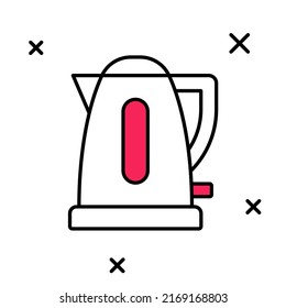 Filled outline Electric kettle icon isolated on white background. Teapot icon.  Vector