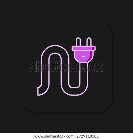Filled outline Electric plug icon isolated on black background. Concept of connection and disconnection of the electricity. Flat filled outline style with shadow. Vector