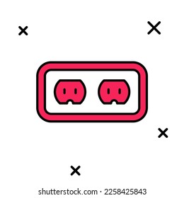 Filled outline Electrical outlet icon isolated on white background. Power socket. Rosette symbol.  Vector
