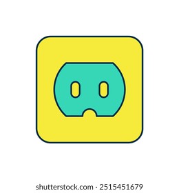 Esquema lleno Icono de toma de corriente eléctrica aislado sobre fondo blanco. Toma de corriente. Símbolo de la roseta.  Vector