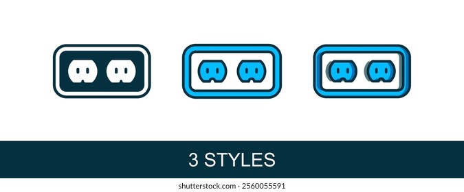 Filled outline Electrical outlet icon isolated on white background. Power socket. Rosette symbol.  Vector