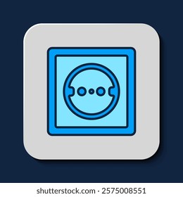 Filled outline Electrical outlet icon isolated on blue background. Power socket. Rosette symbol.  Vector