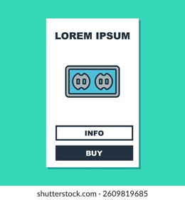 Filled outline Electrical outlet icon isolated on turquoise background. Power socket. Rosette symbol.  Vector