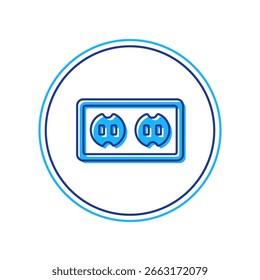 Esquema lleno Icono de toma de corriente eléctrica aislado sobre fondo blanco. Toma de corriente. Símbolo de la roseta.  Vector