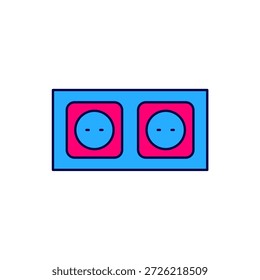 Filled outline Electrical outlet icon isolated on white background. Power socket. Rosette symbol.  Vector