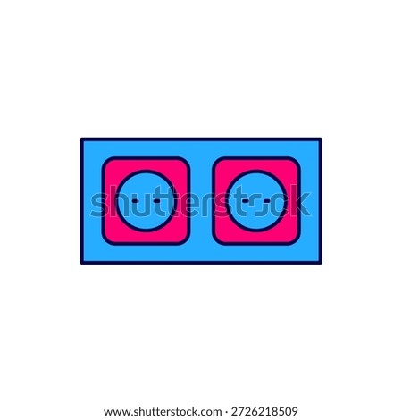 Filled outline Electrical outlet icon isolated on white background. Power socket. Rosette symbol.  Vector