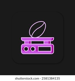 Filled outline Electronic coffee scales icon isolated on black background. Weight measure equipment. Flat filled outline style with shadow. Vector