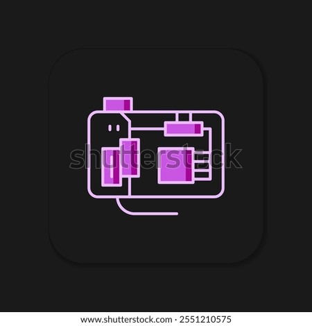 Filled outline Electronic computer components motherboard digital chip integrated science icon isolated on black background. Circuit board. Flat filled outline style with shadow. Vector