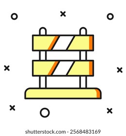 Filled outline End of railway tracks icon isolated on white background. Stop sign. Railroad buffer end to destination. Flat filled outline style with shadow. Vector
