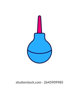 Filled outline Enema icon isolated on white background. Enema with a plastic tip. Medical pear.  Vector