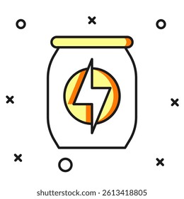 Filled outline Energy drink icon isolated on white background. Flat filled outline style with shadow. Vector
