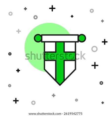 Filled outline England flag on pennant icon isolated on white background.  Vector