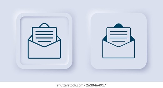 Filled and outline Envelope with christmas party invitation card icon isolated on grey background. Merry Christmas and Happy New Year. Square button. Vector