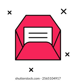Filled outline Envelope icon isolated on white background. Received message concept. New, email incoming message, sms. Mail delivery service.  Vector