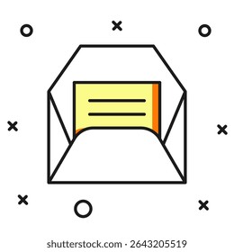 Filled outline Envelope icon isolated on white background. Received message concept. New, email incoming message, sms. Mail delivery service. Flat filled outline style with shadow. Vector