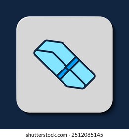 Filled outline Eraser or rubber icon isolated on blue background.  Vector